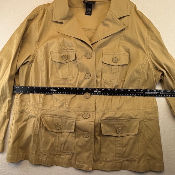 Lane Bryant Womens Utility Jacket 22/24 Button Collared Shacket Cotton Field Tan - Picture 7 of 13